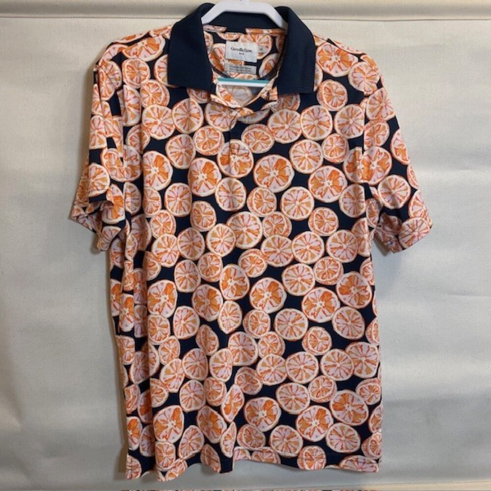Goodfellow Polo Like New XL Navy blue with orange slices